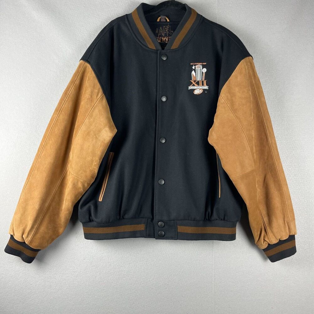 VTG Varsity‎ Jacket Mens XL Dr Pepper Big 12 Football Championship Wool Leather